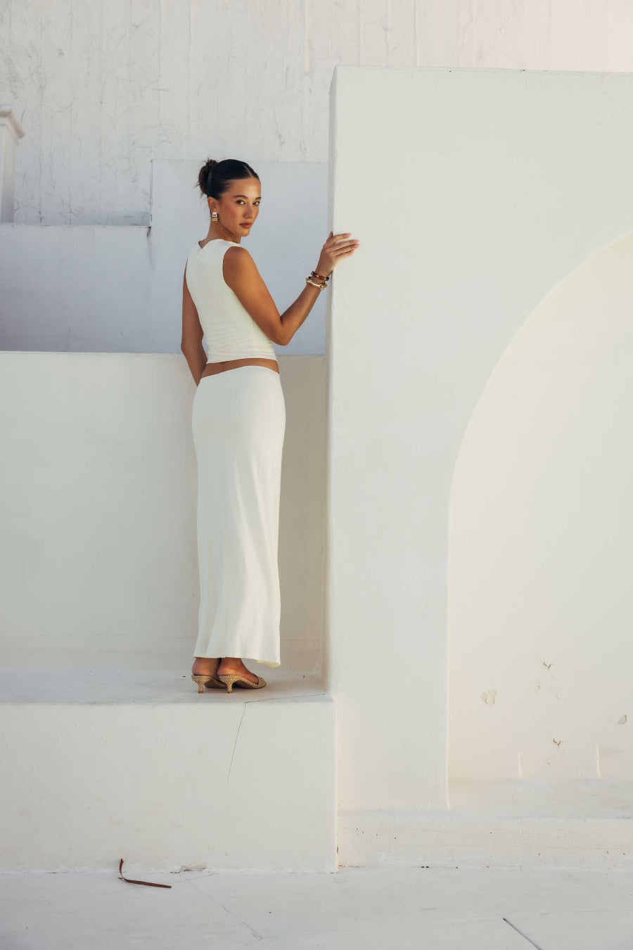 Elastic-Waist Flowy Maxi