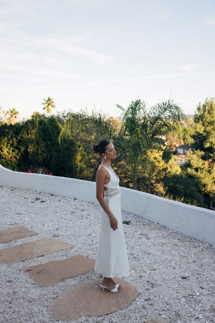 Lace-Wrap Satin Maxi
