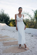 Lace-Wrap Satin Maxi