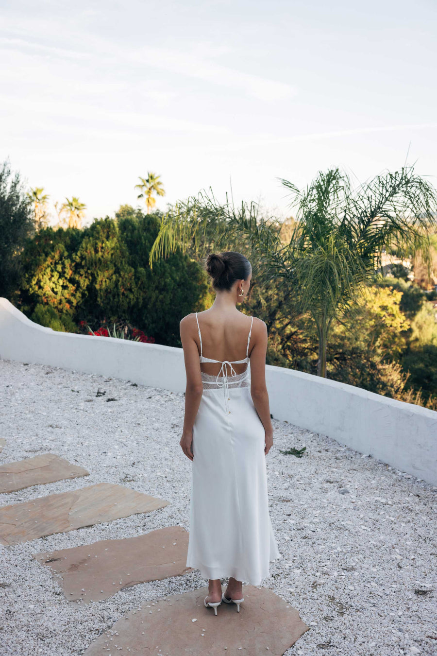 Lace-Wrap Satin Maxi
