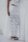 See-Through Ruched Floral Maxi