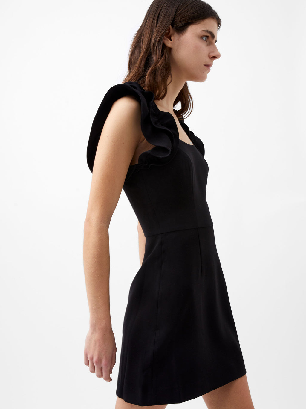 ‌Frilly Straps Round Neck Dress