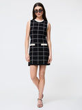 ‌Contrast Check Knit Dress