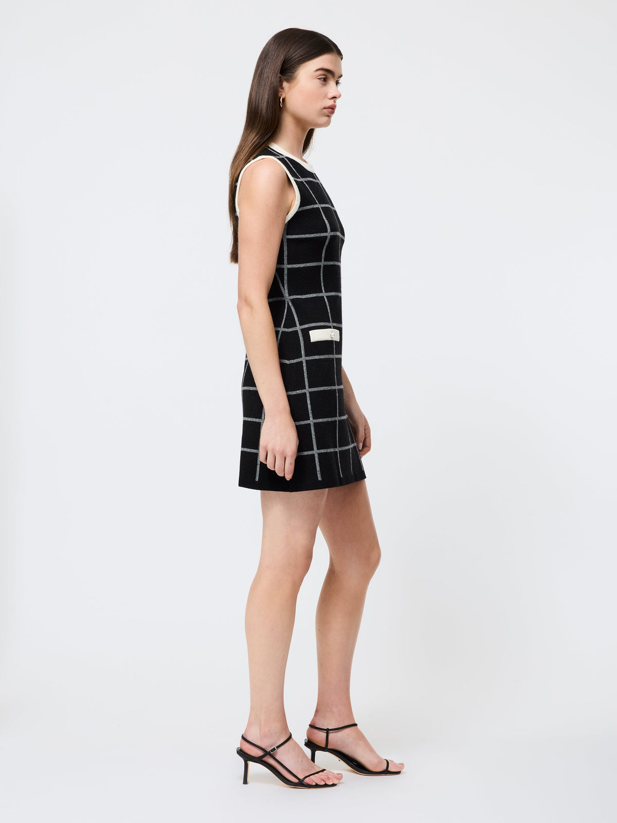 ‌Contrast Check Knit Dress