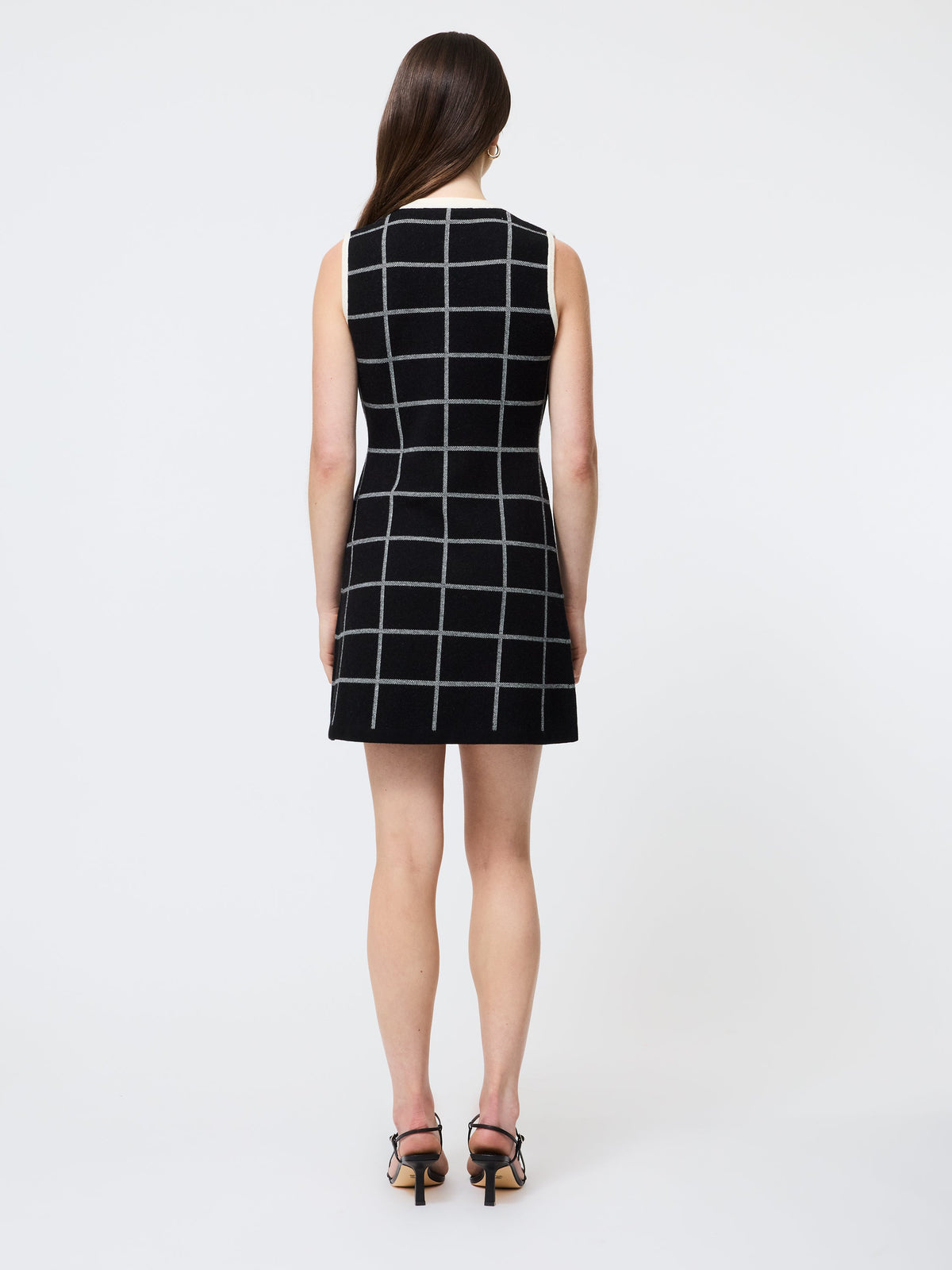 ‌Contrast Check Knit Dress