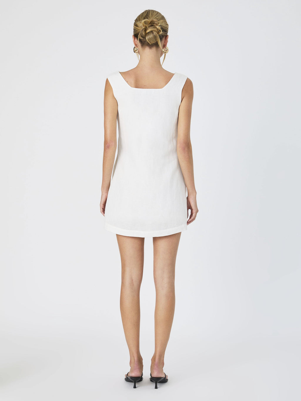 Elegant Square-Neck Linen Dress