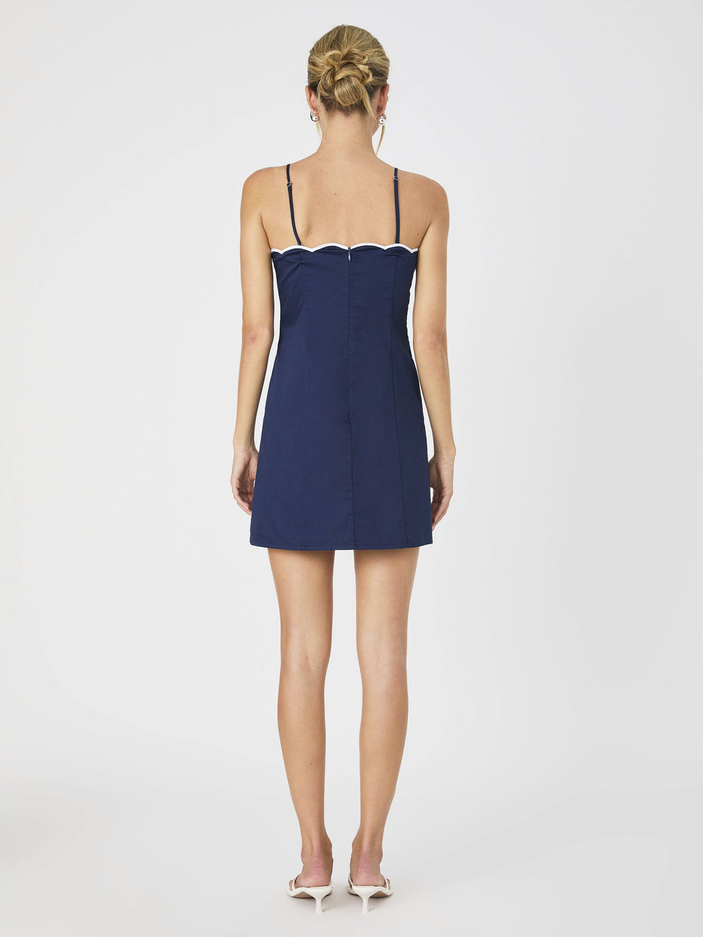 ‌Scallop Neck Adjustable Dress