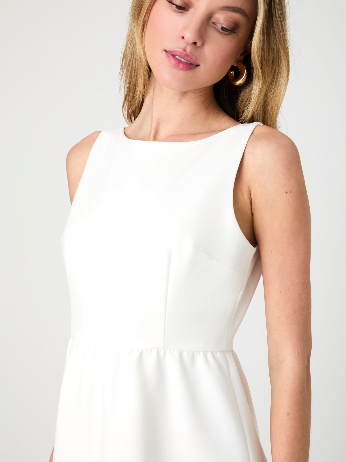 Playful Boat-Neck Gathered Dress