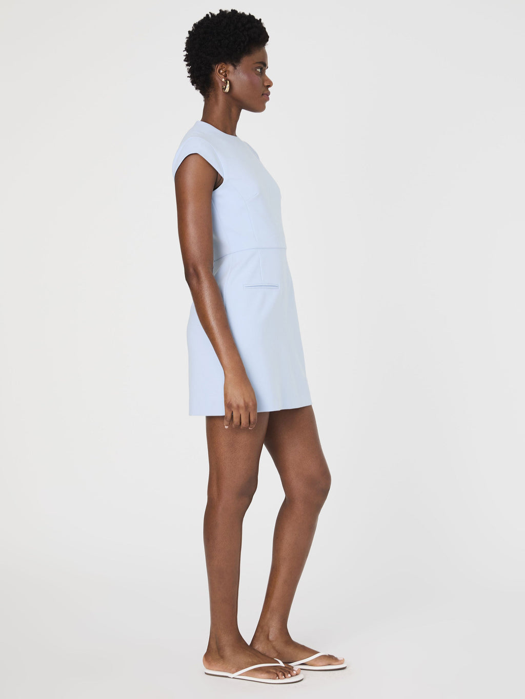 ‌Mock Neck Cap Sleeve Dress