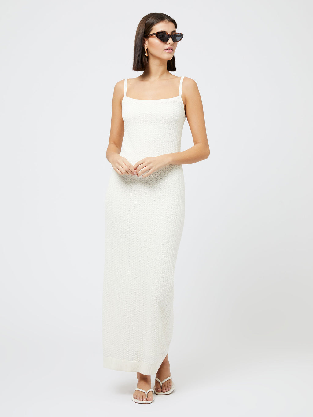Adjustable Straps Pointelle Dress
