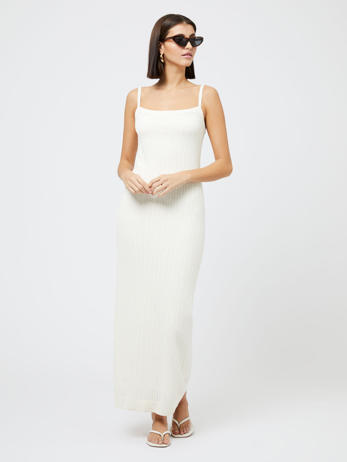Adjustable Straps Pointelle Dress