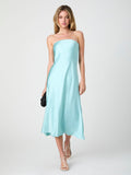 Strapless Satin Column Midi Dress