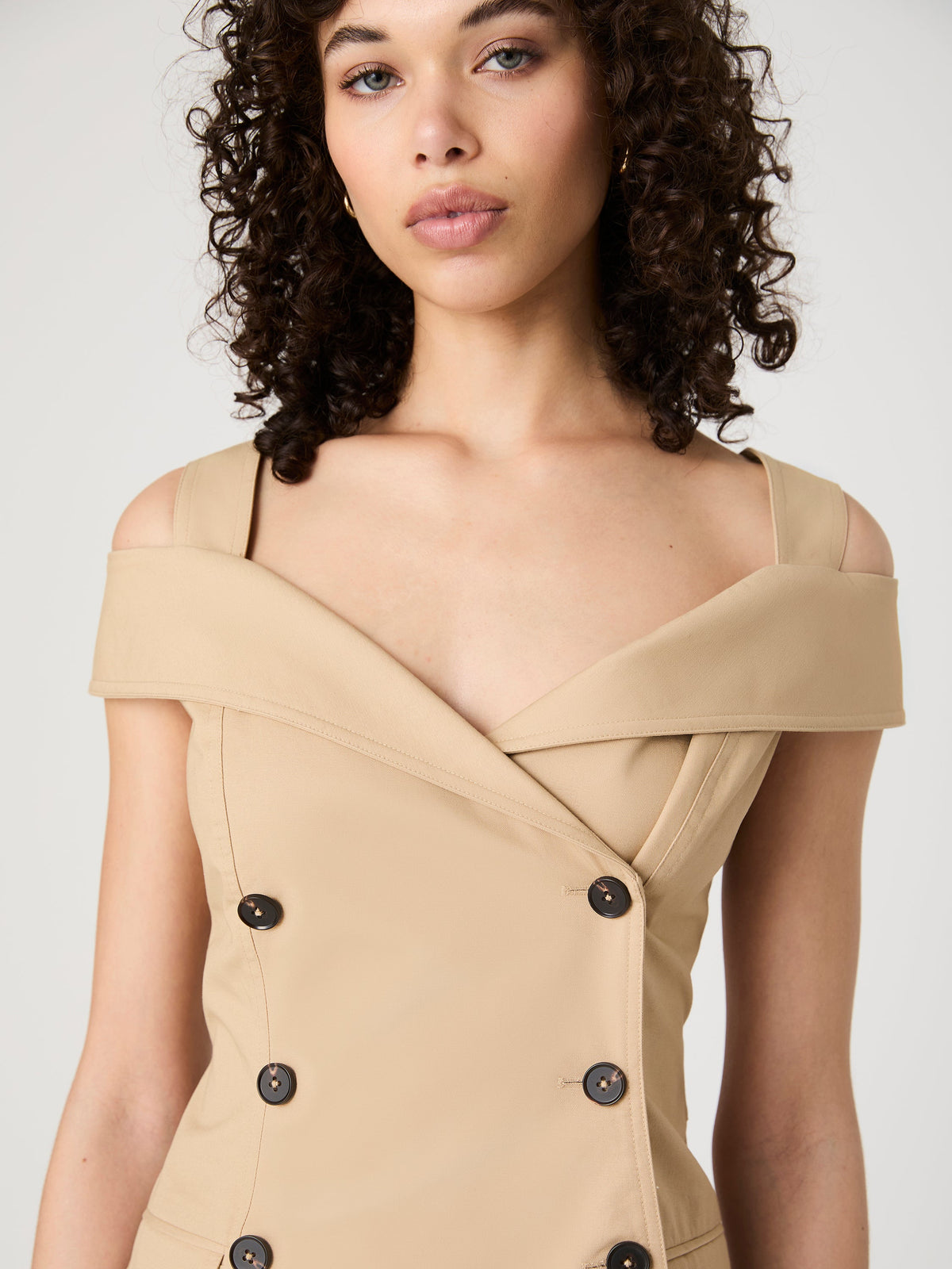 Elegant Double-Breasted Cotton Dress
