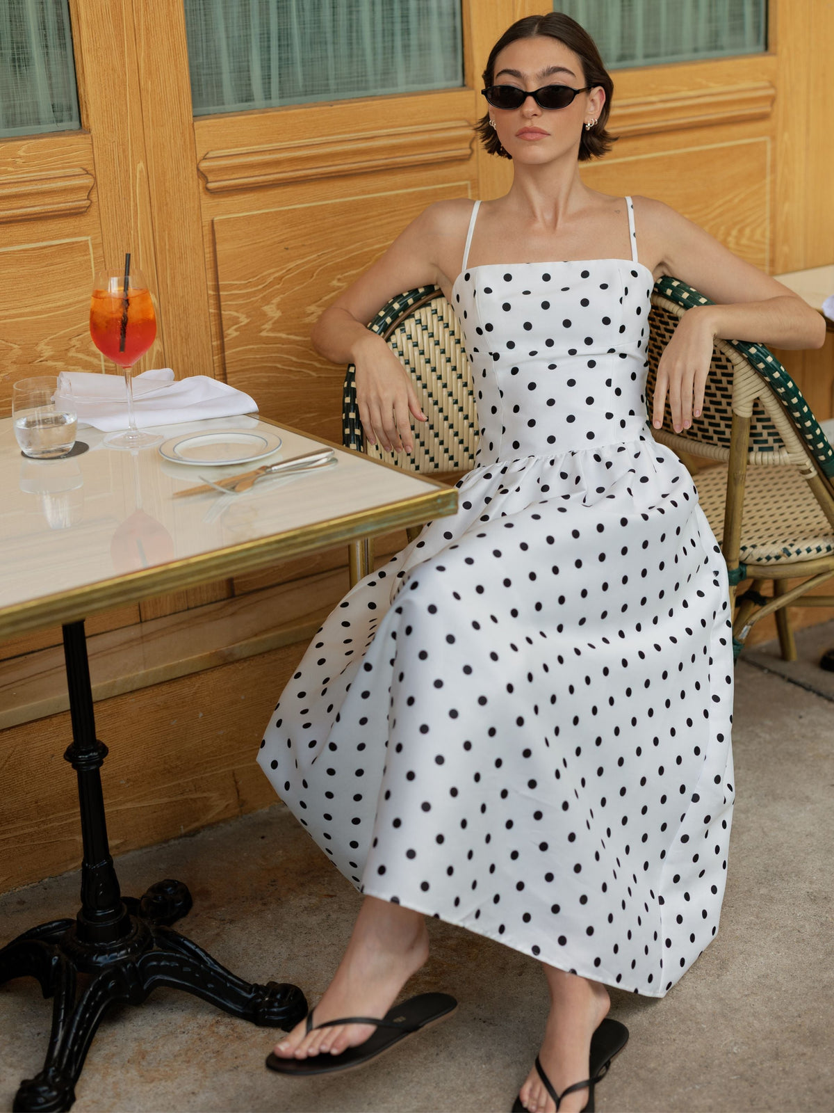 ‌Polka Dot Satin Dress