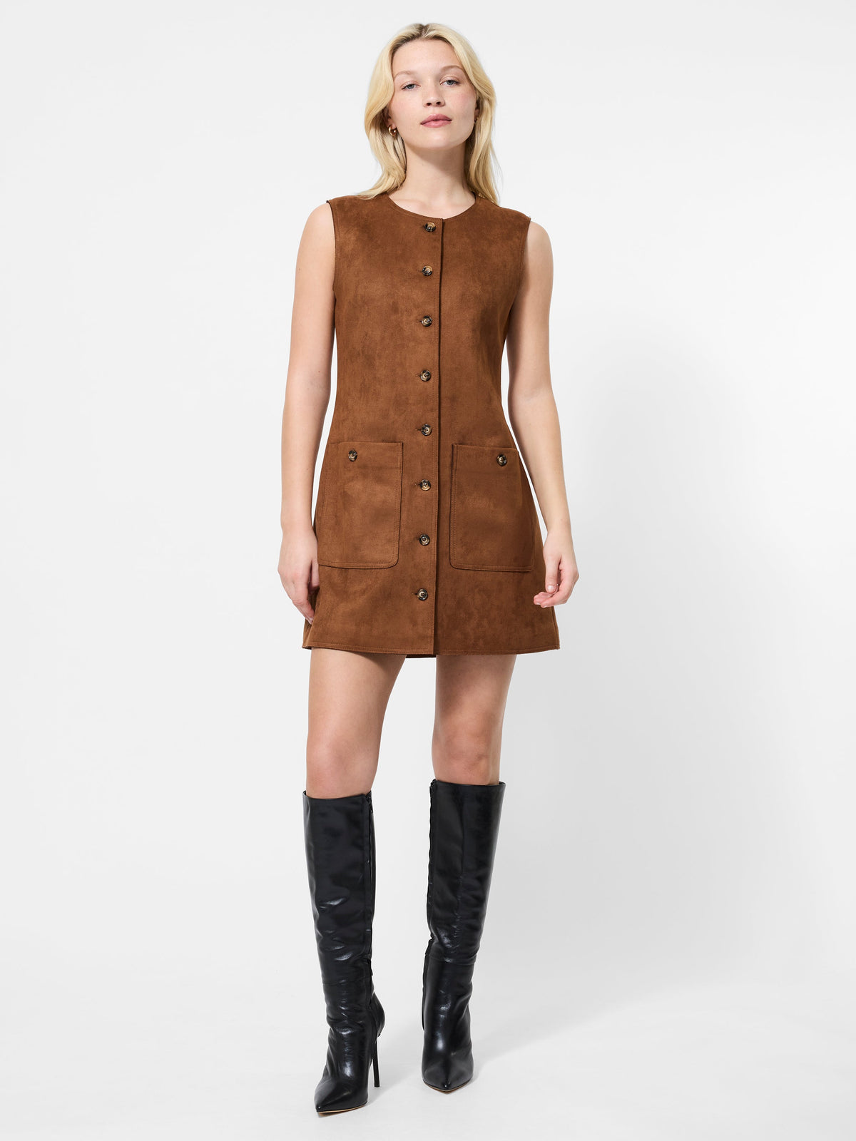 ‌Retro Suede Shift Dress