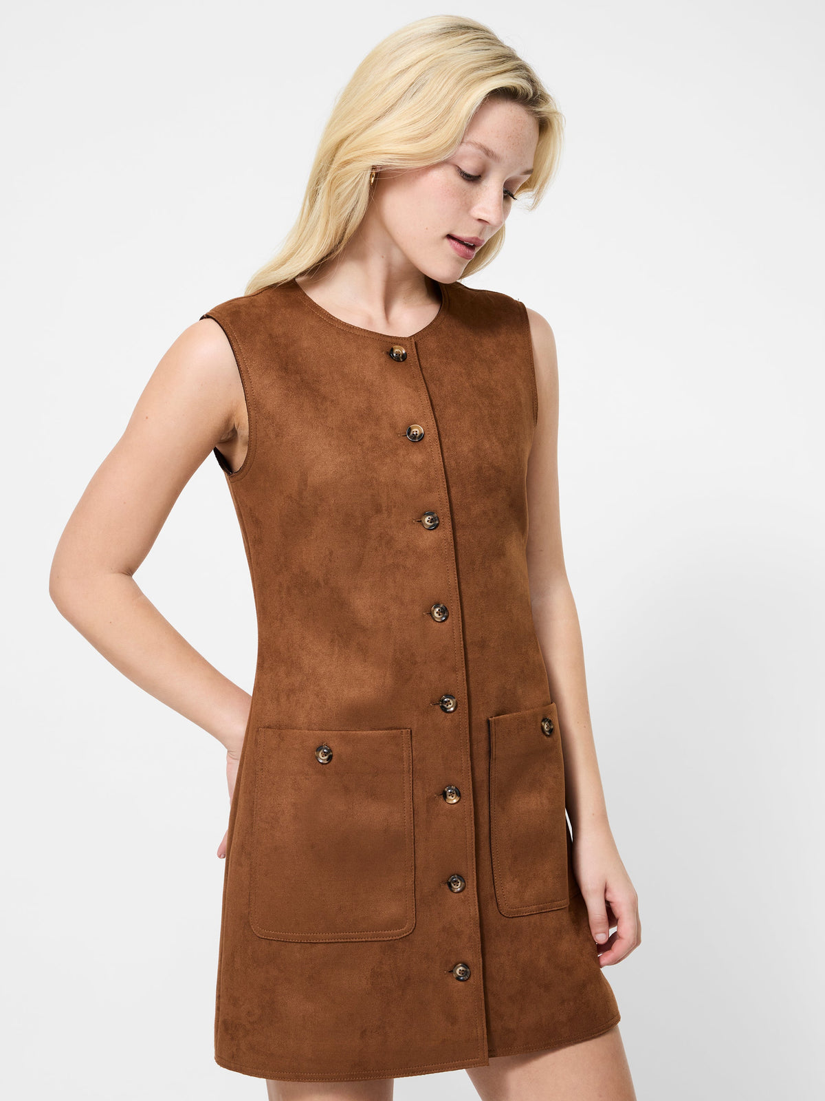 ‌Retro Suede Shift Dress