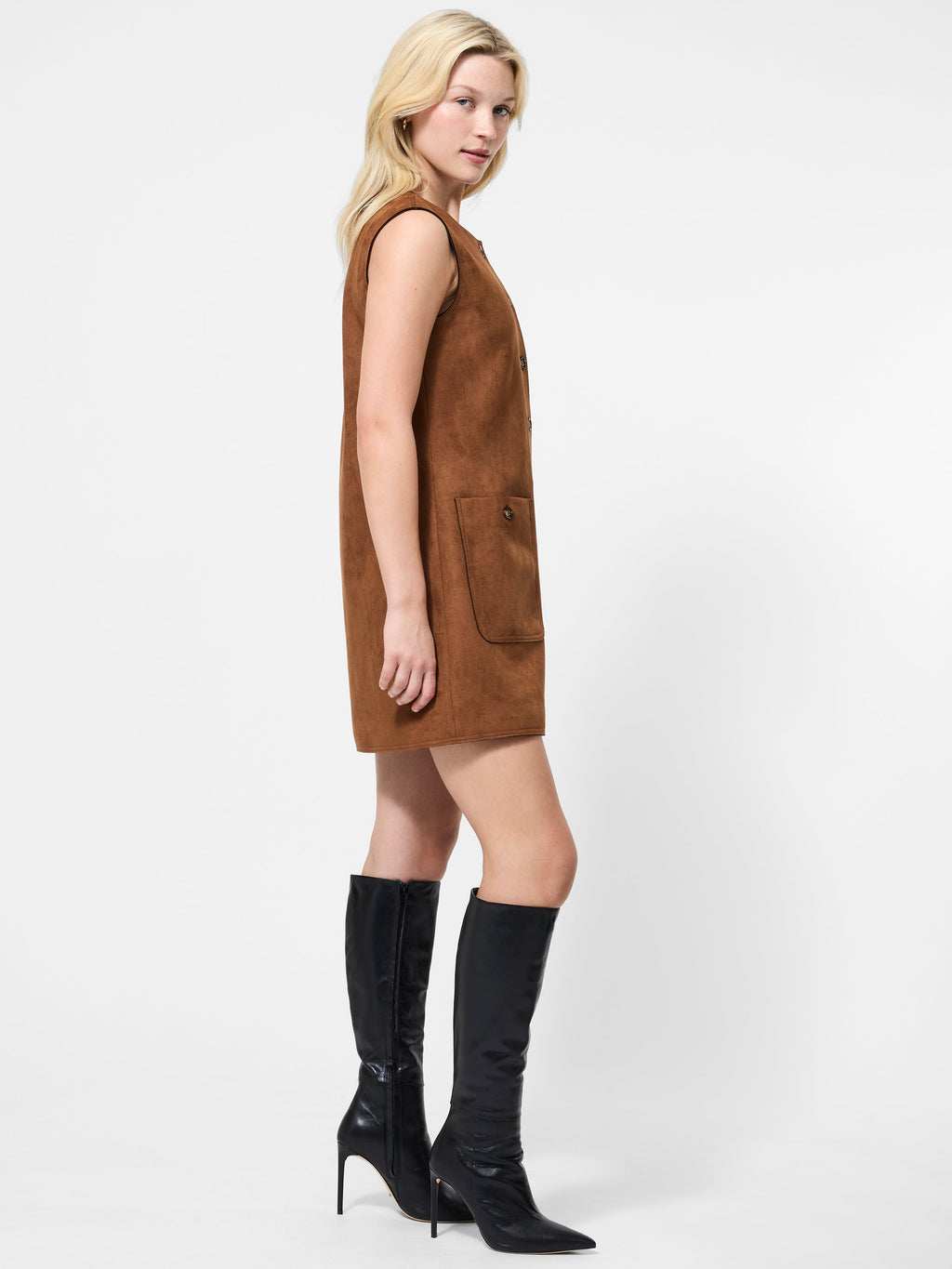 ‌Retro Suede Shift Dress