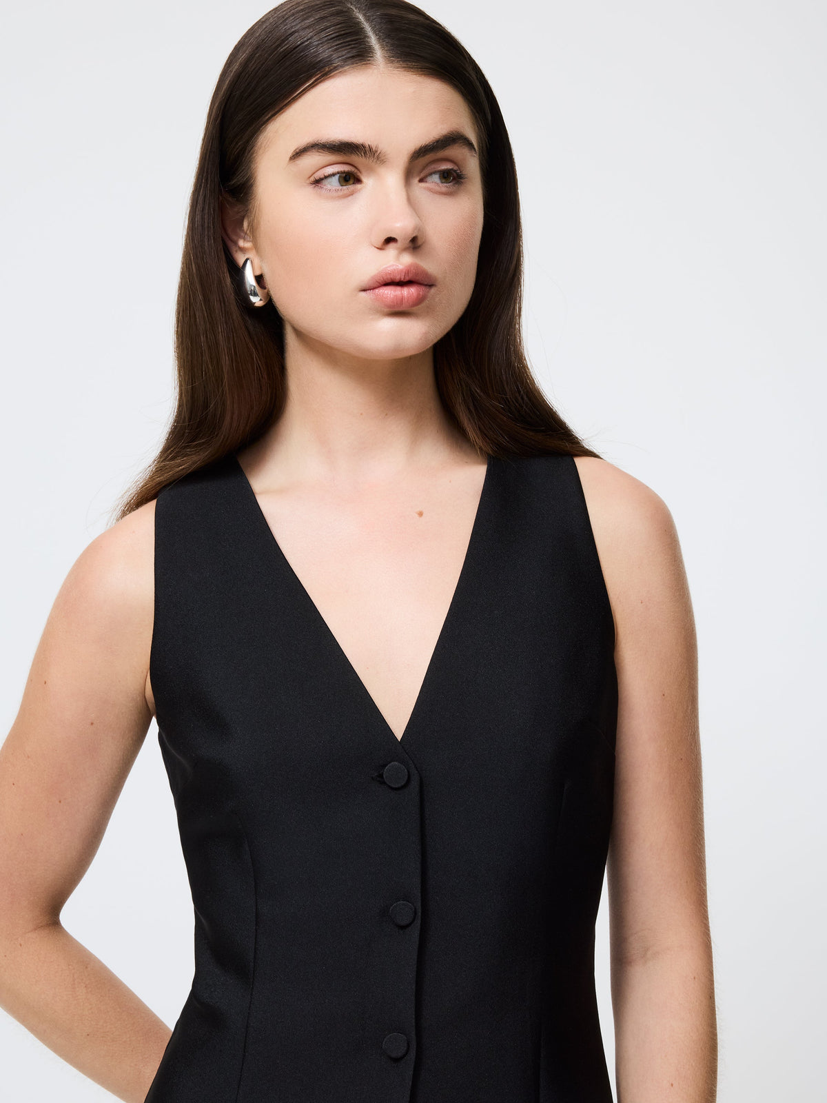 Crisp Taffeta V-Neck Dress