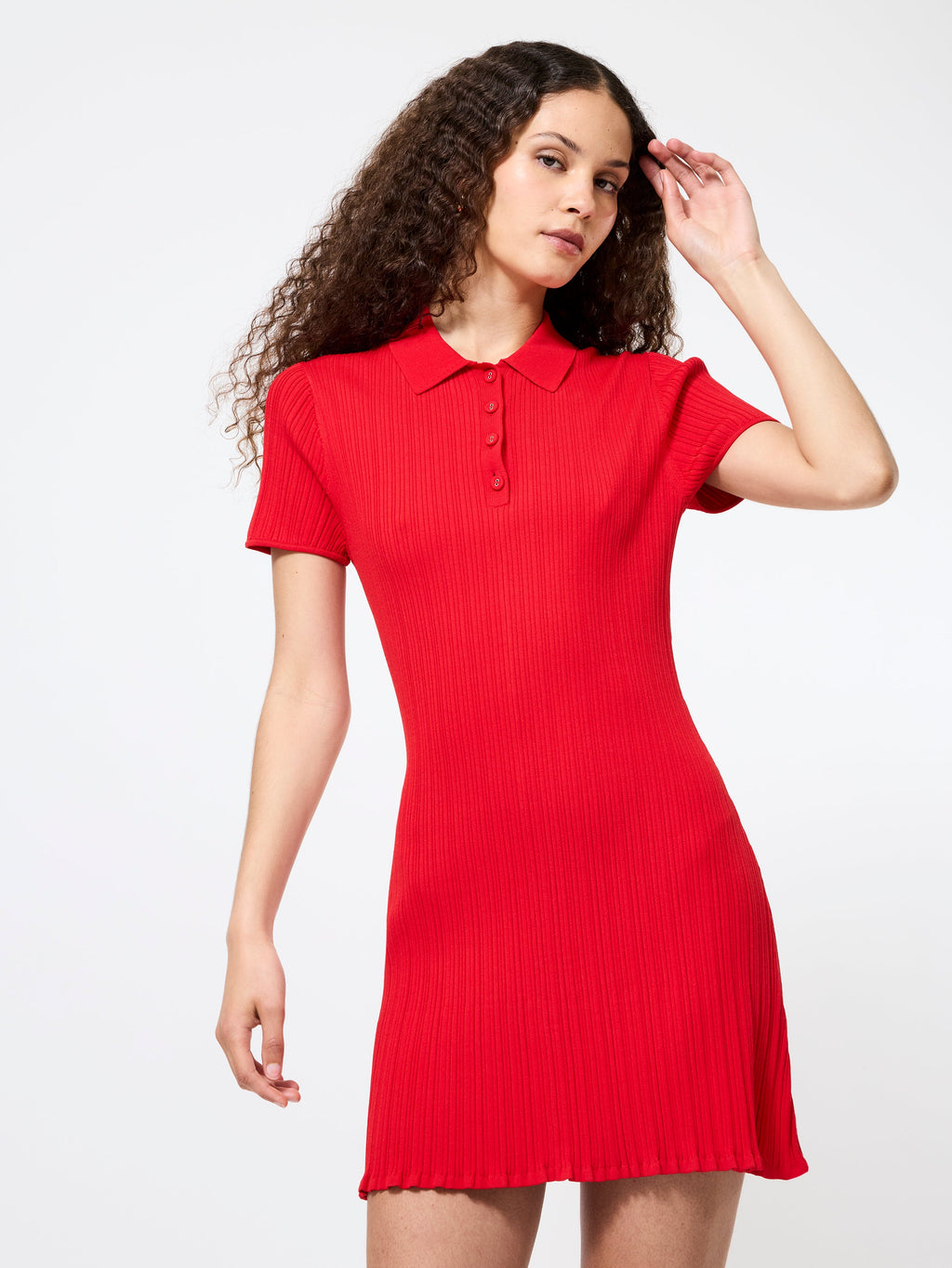 ‌Ribbed Polo Dress