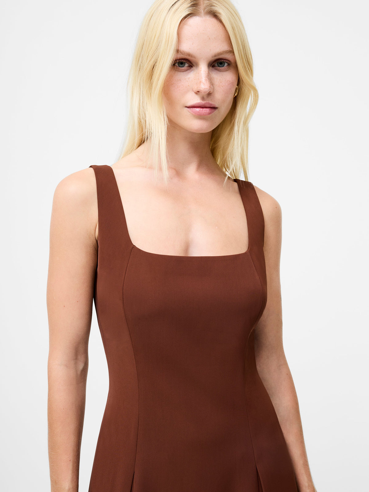 ‌Square Neck Flared Pleat Dress