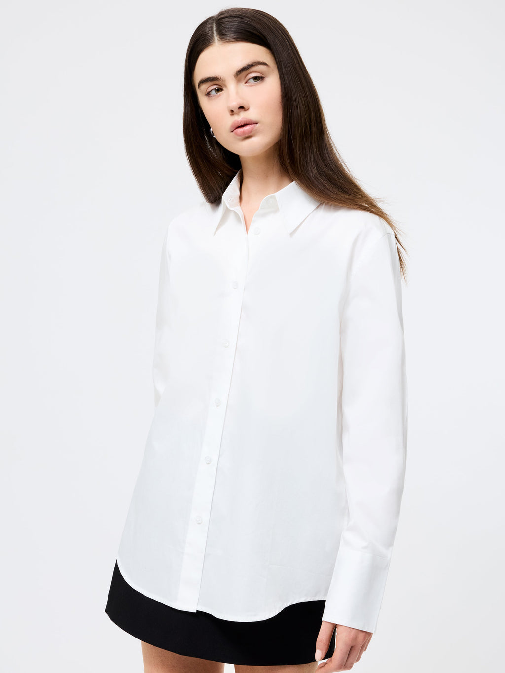 ‌Relaxed Poplin Button-Up Shirt