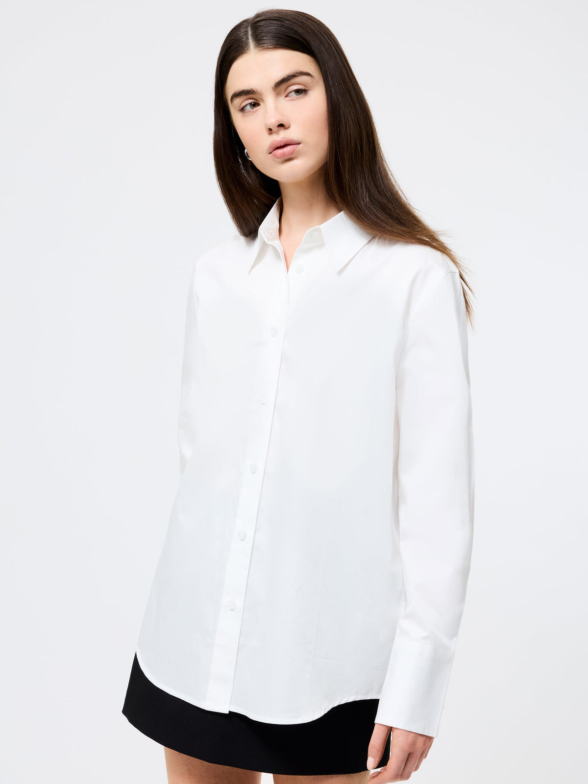 ‌Relaxed Poplin Button-Up Shirt
