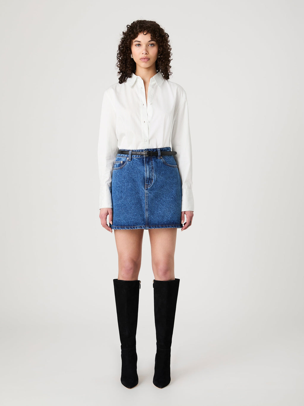 ‌Denim Mini Skirt with Zip