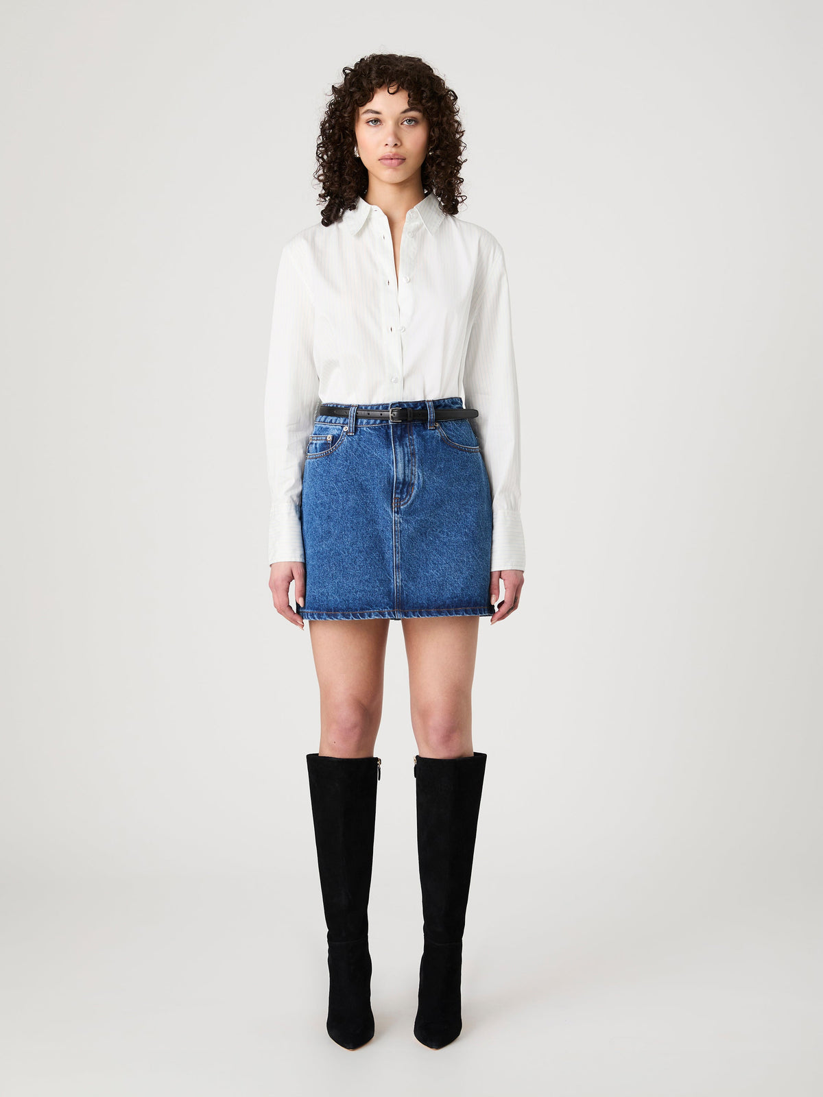 ‌Denim Mini Skirt with Zip