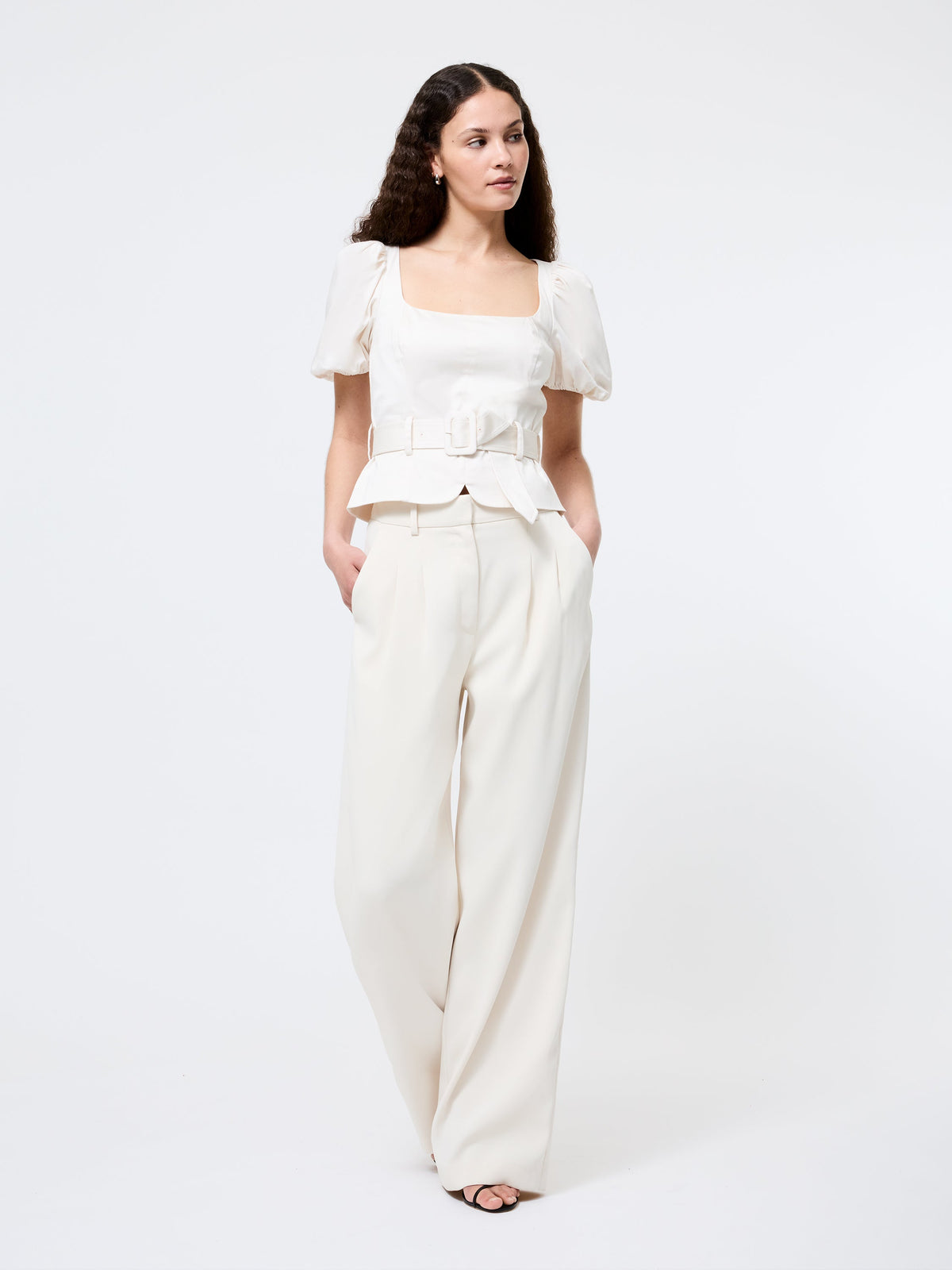 ‌Puff Sleeve Belted Top