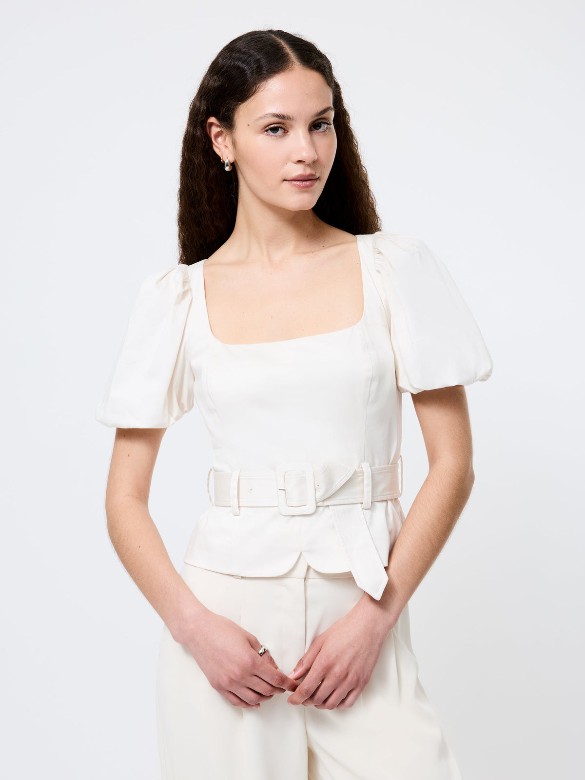 ‌Puff Sleeve Belted Top