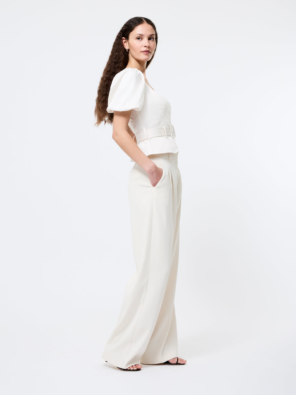 ‌Puff Sleeve Belted Top