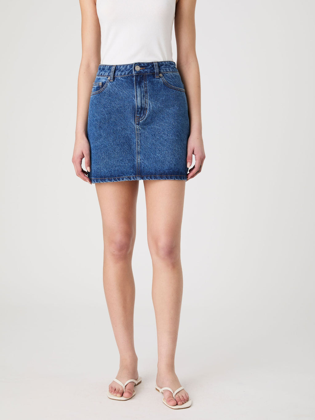 ‌Denim Mini Skirt with Zip