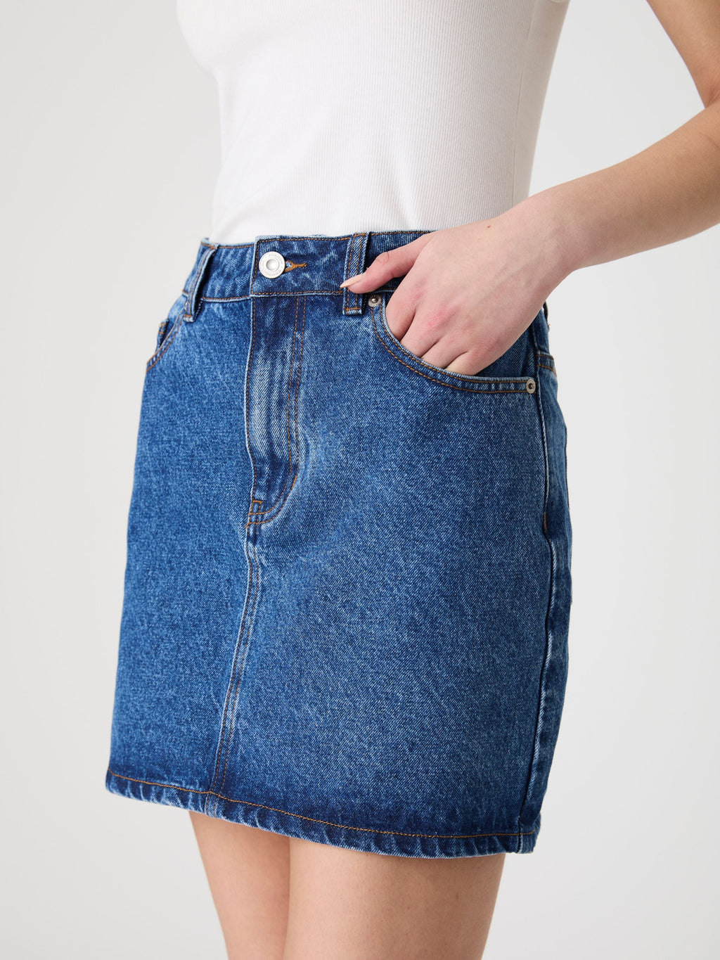 ‌Denim Mini Skirt with Zip