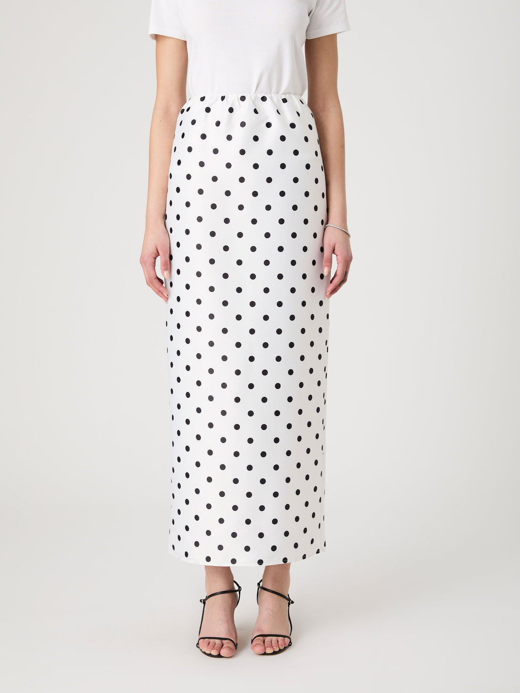 ‌High-Waisted Polka Dot Maxi Skirt