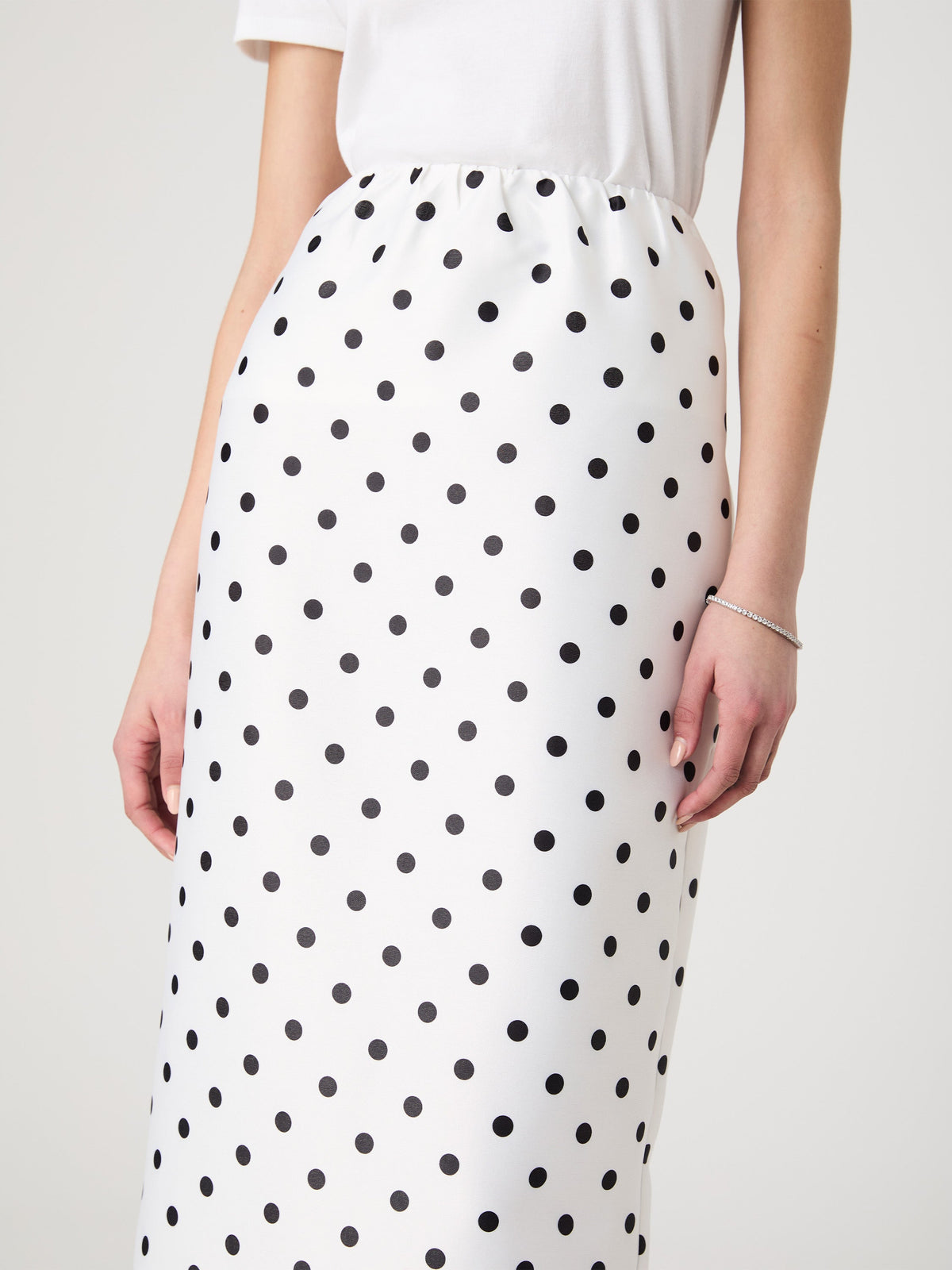 ‌High-Waisted Polka Dot Maxi Skirt