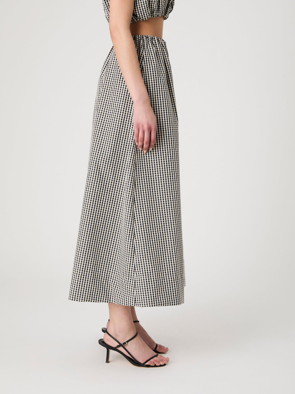 ‌Gingham Elastic Waist Skirt