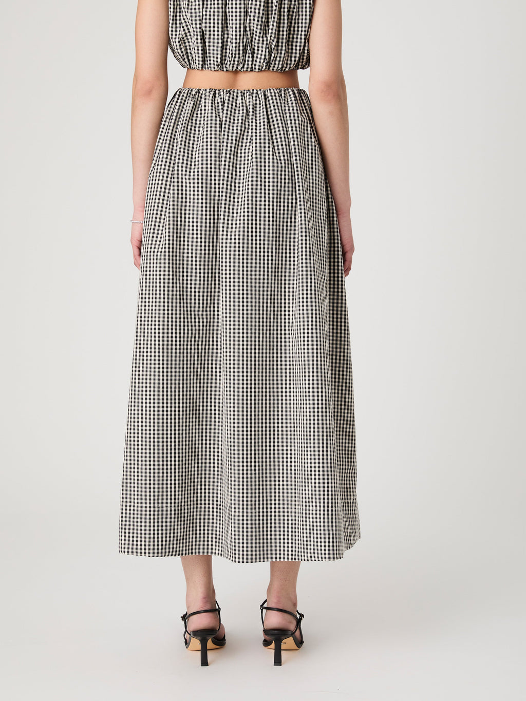 ‌Gingham Elastic Waist Skirt