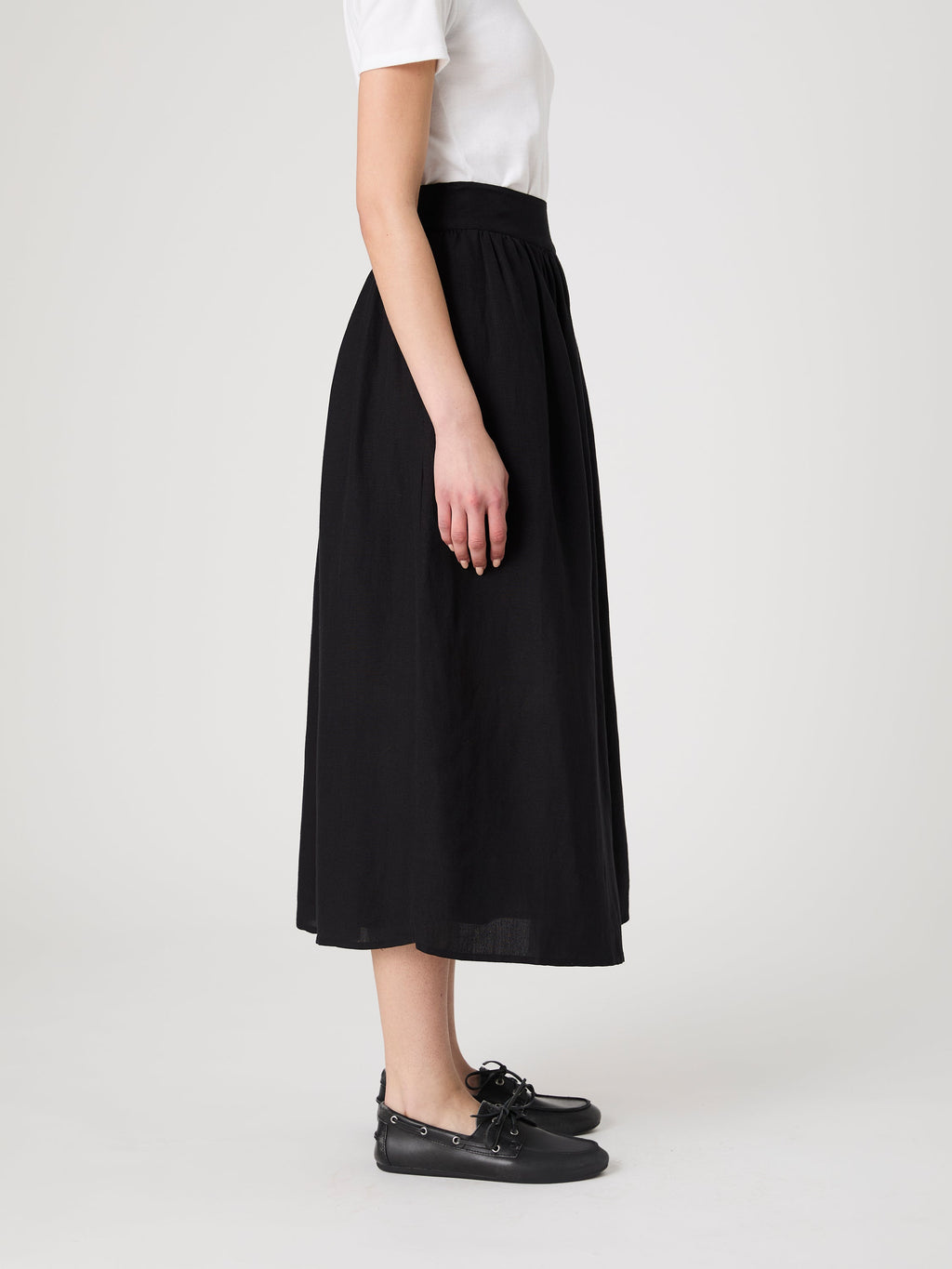Flowy Linen Blend Midi Skirt