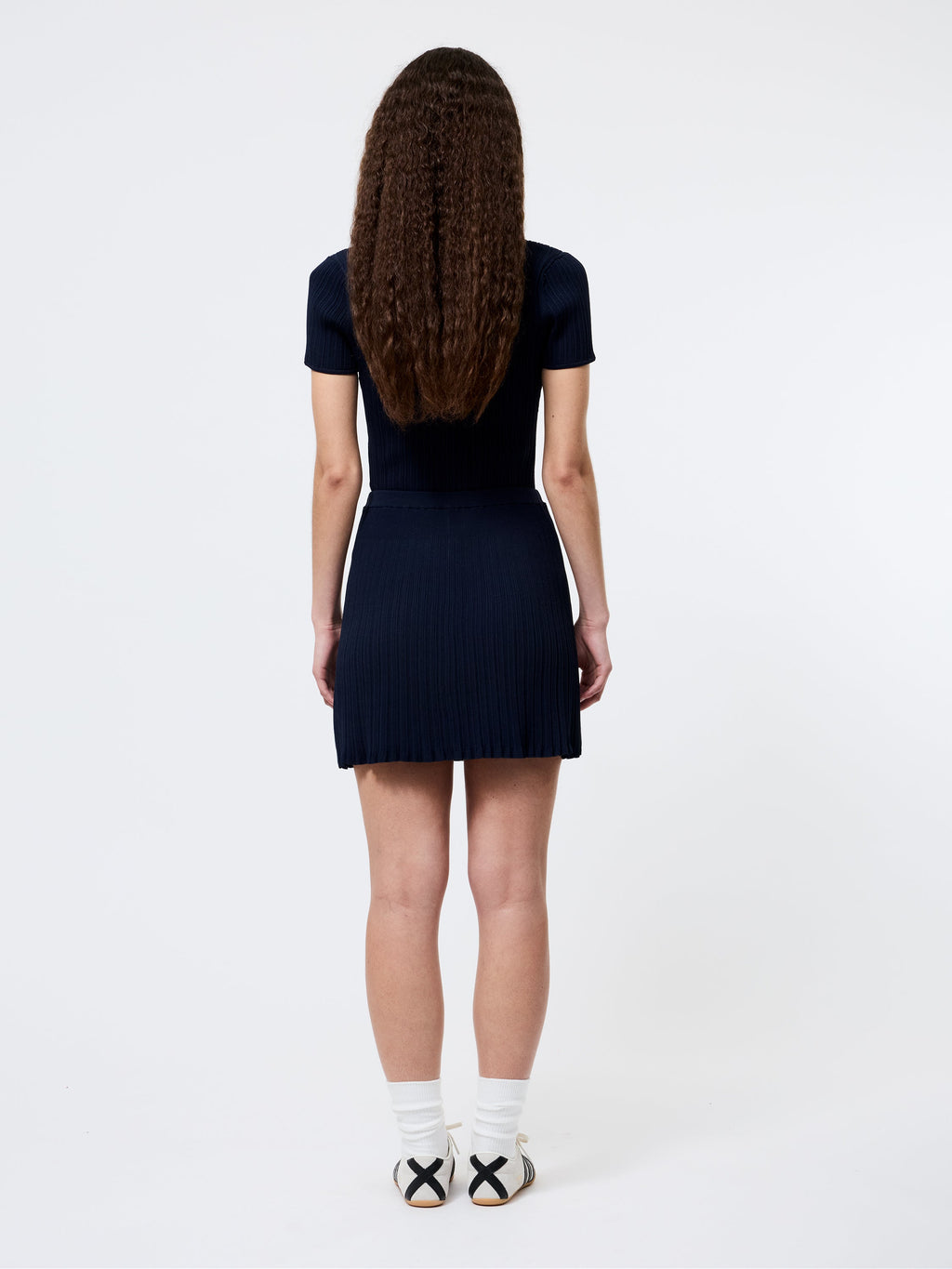 ‌Rib-Knit A-Line Skirt