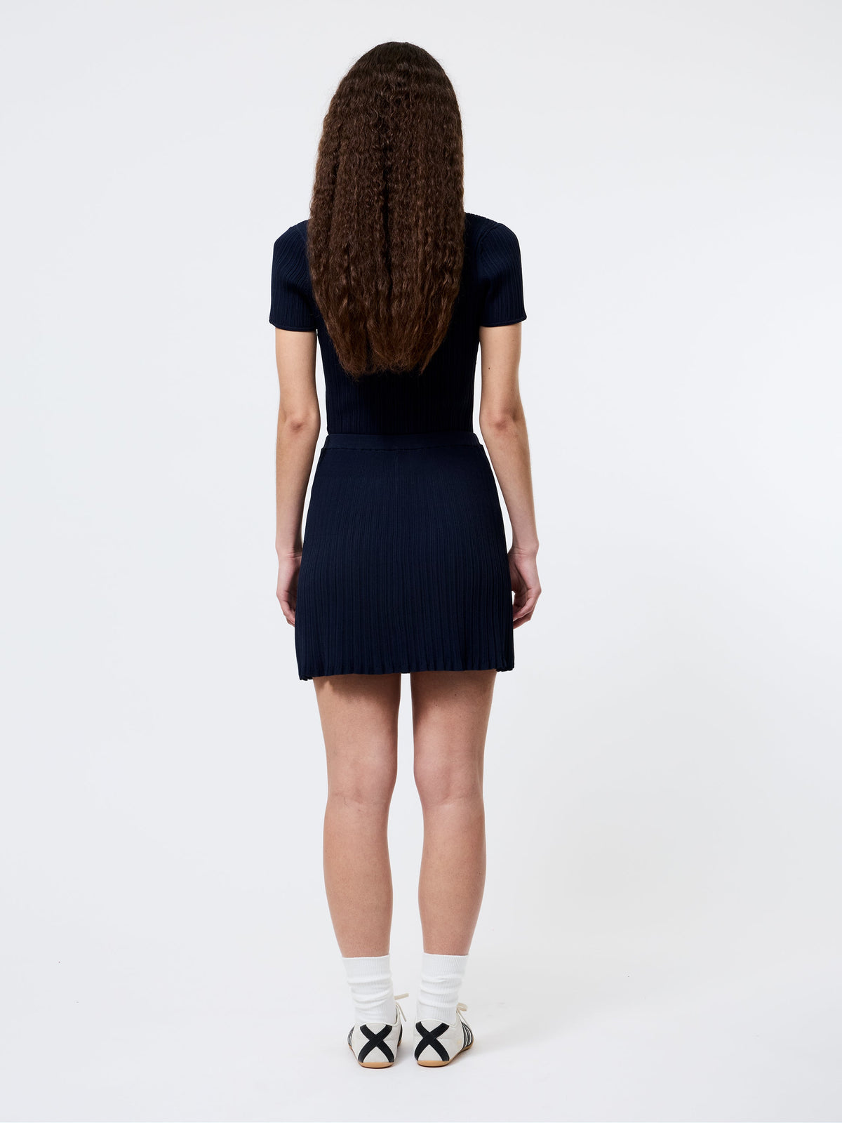 ‌Rib-Knit A-Line Skirt