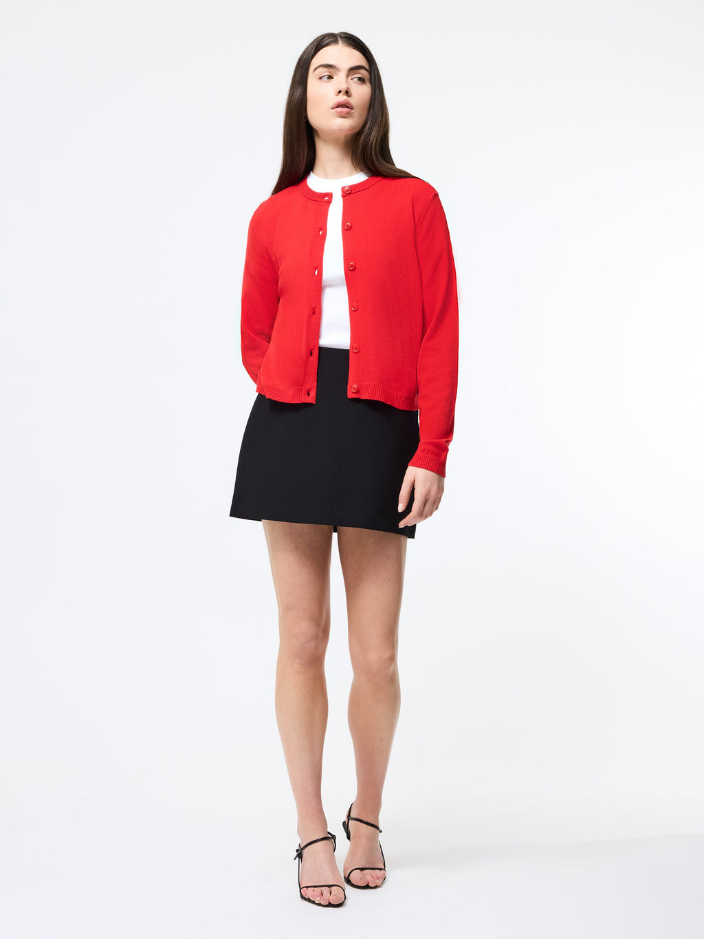 Slim Crew Neck Cardigan Sweater