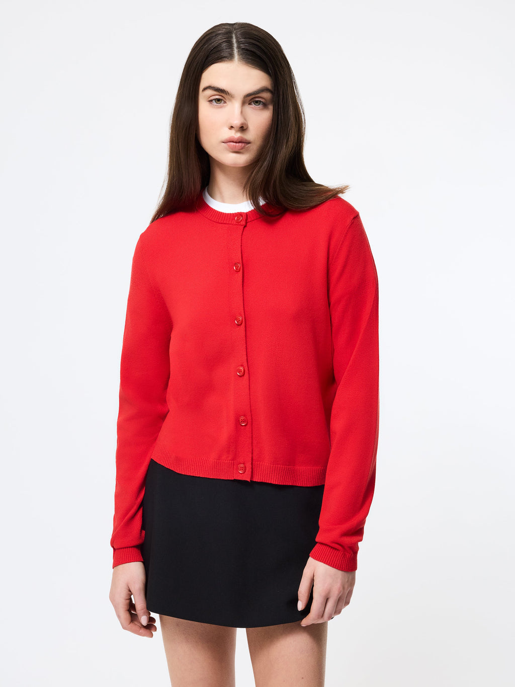 Slim Crew Neck Cardigan Sweater