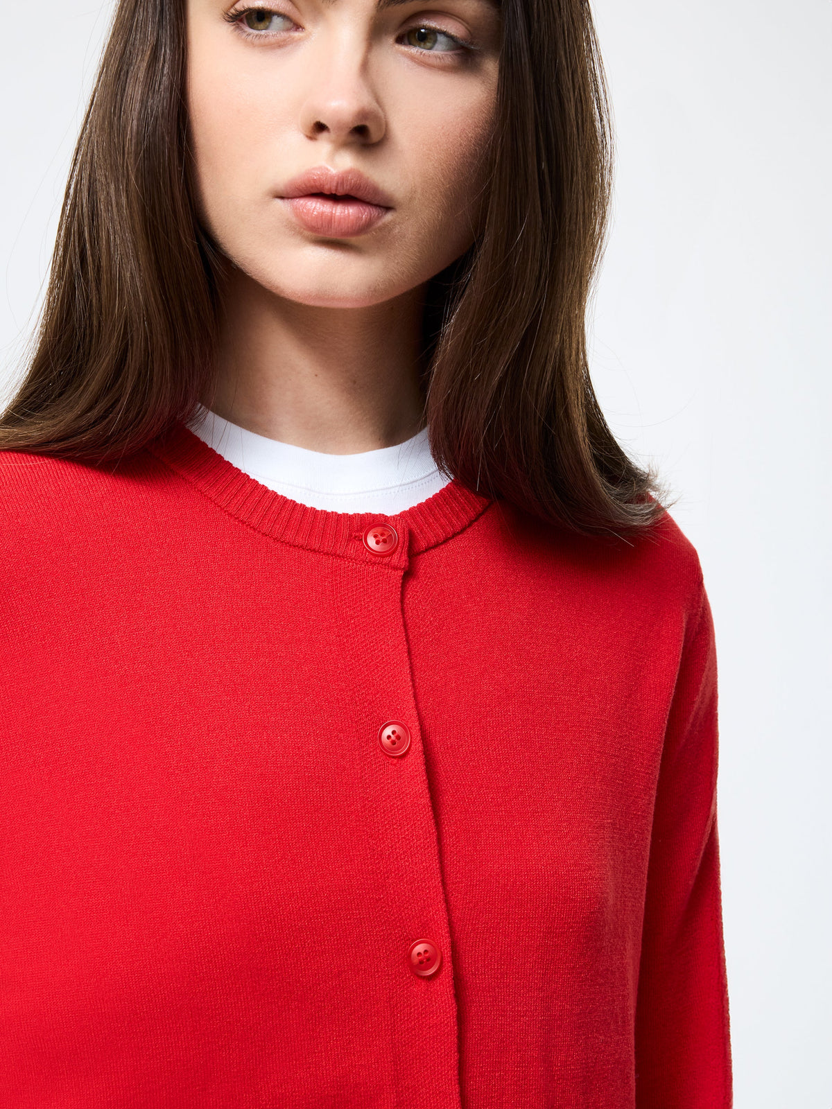 Slim Crew Neck Cardigan Sweater