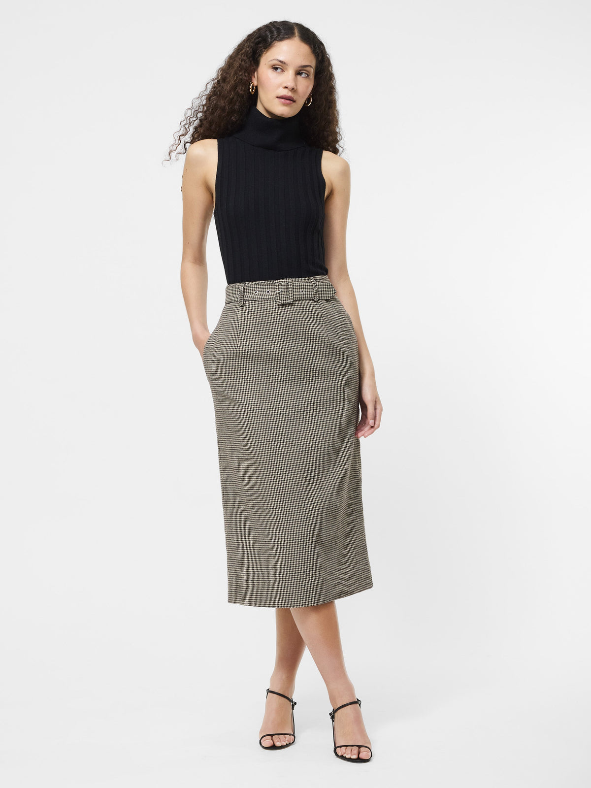 ‌Wool Pencil Skirt with Belt