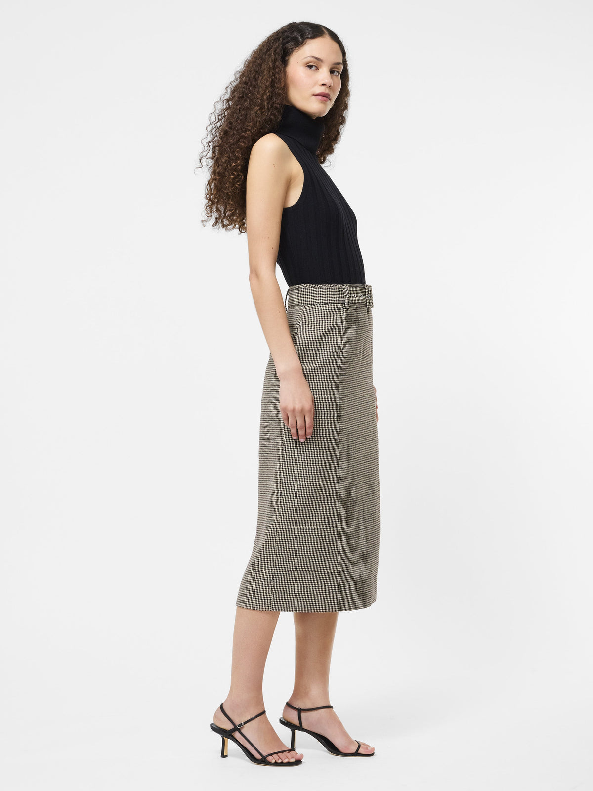 ‌Wool Pencil Skirt with Belt