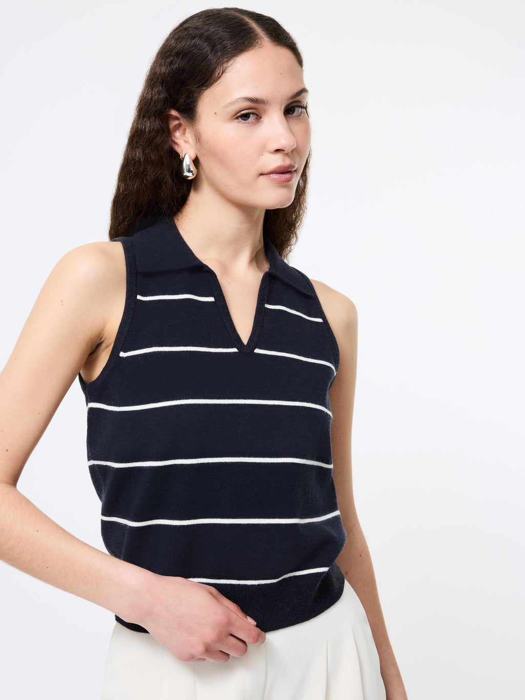 ‌Striped Sleeveless Sweater