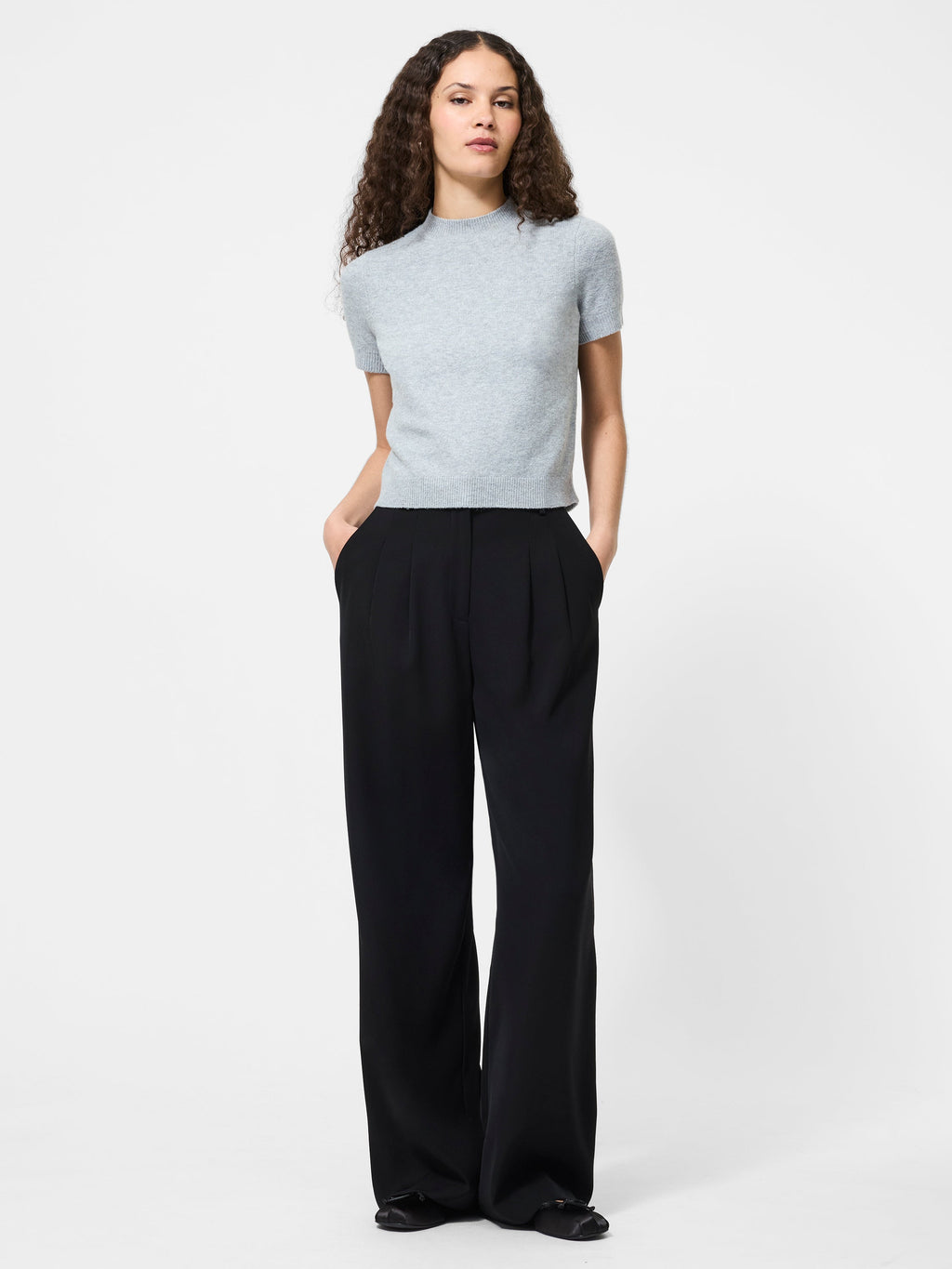 Relaxed Cropped Mock Neck Knit
