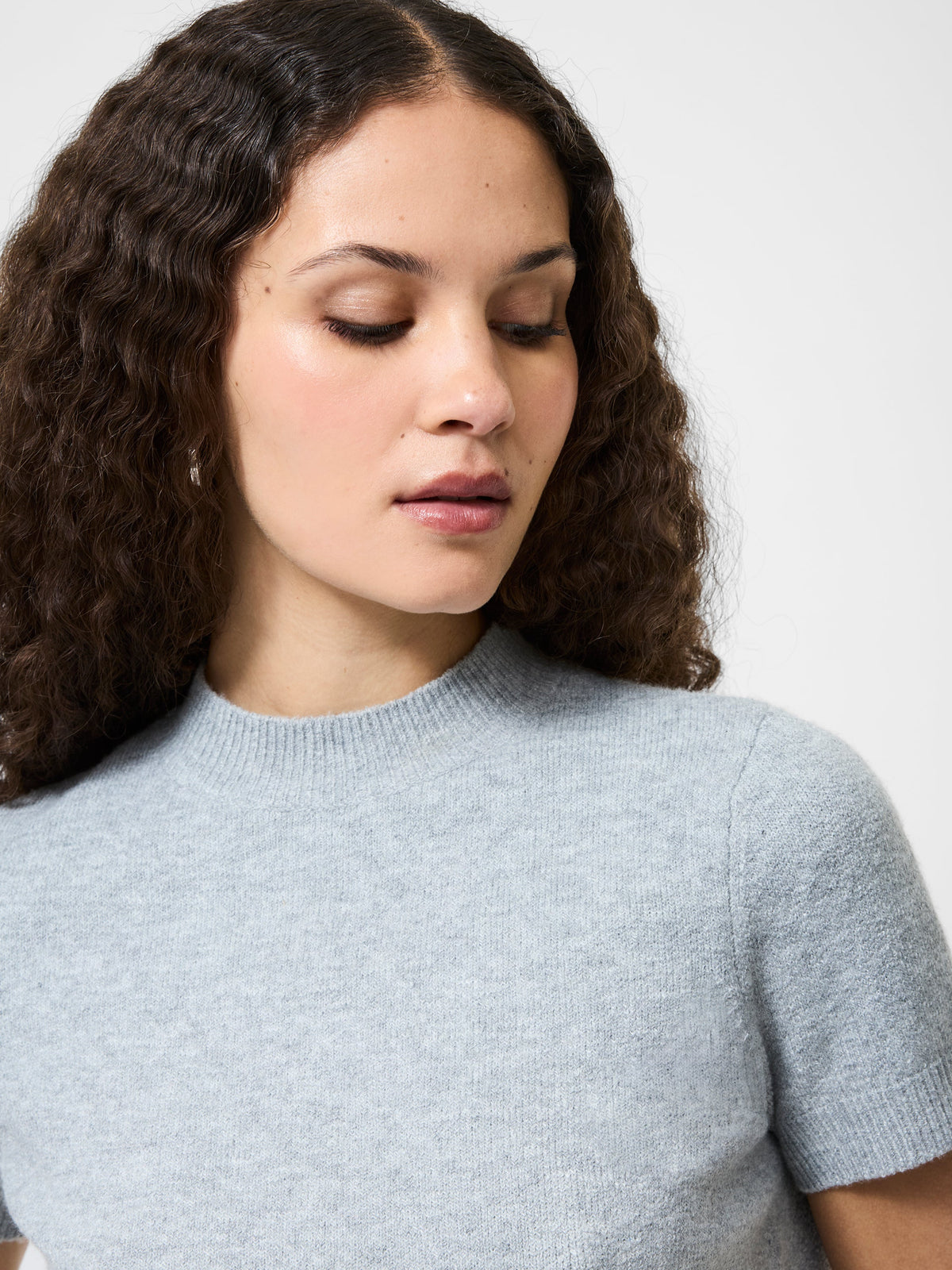 Relaxed Cropped Mock Neck Knit