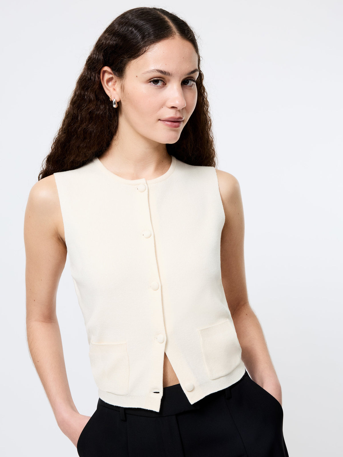Modern Buttoned Knit Vest