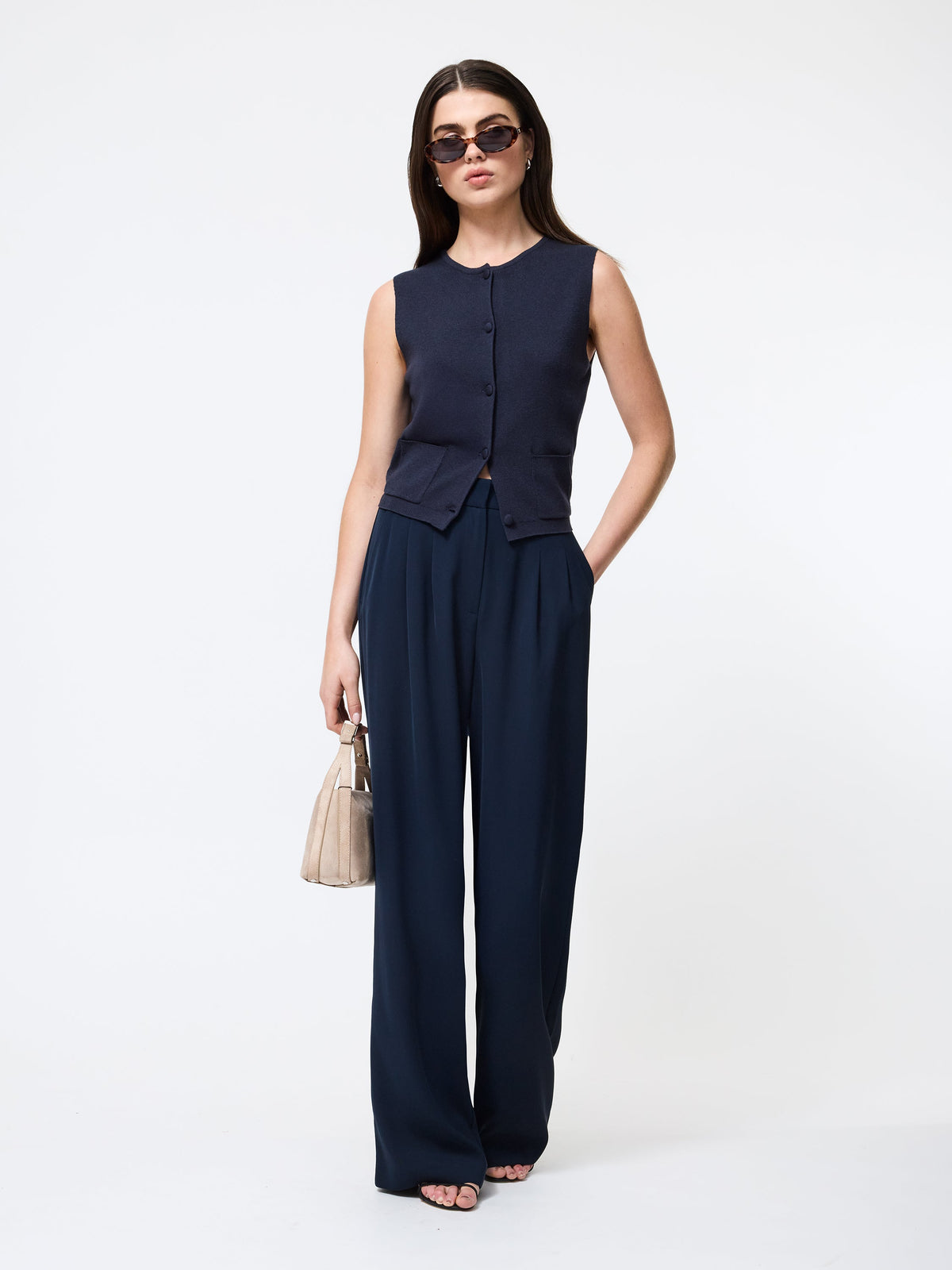 Versatile Knit Vest with Self-Covered Buttons